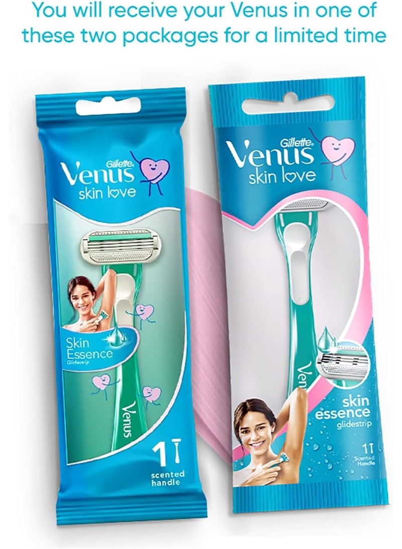 جيليت فينوس سكين لوف مع خلاصة البشرة | ماكينة حلاقة نسائية لإزالة الشعر - عبوة مكونة من قطعة واحدة، باللون الأخضر - Image 2